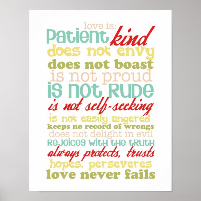 Liebe ist Patient 1 Korinther 13 Poster (Vorne)
