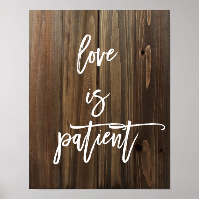 Liebe ist Patient auf Imitaten Holz | Poster (Vorne)