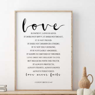 Liebe ist Patient Liebe ist nett, 1 Korinther 13:4 Poster