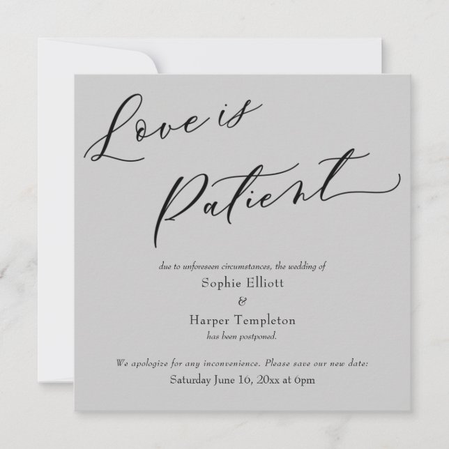 Liebe ist Patientengrau-verspätete Hochzeitkarte Einladung (Vorderseite)