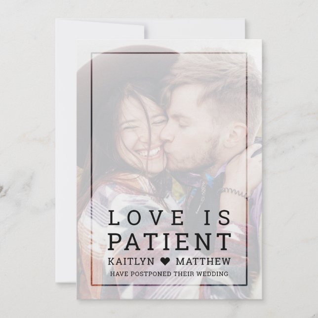 Liebe ist Patientenverblassenes Foto Minimalistisc Save The Date (Vorderseite)