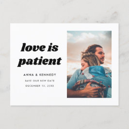 Liebe ist Patientenwechsel bei Hochzeitplänen Ankündigungspostkarte