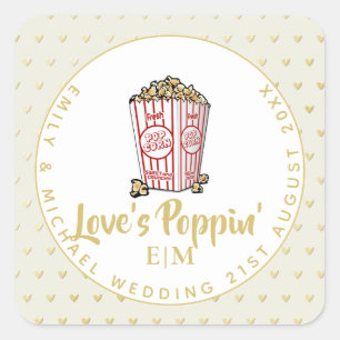 Liebe ist Poppin - Hochzeit Brautparty Vielen Dank Quadratischer Aufkleber