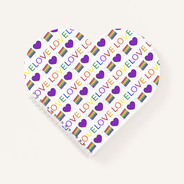 Liebe ist Regenbogen Hochzeitkuchen LGBT Gay Pride Notizbuch (Vorderseite)