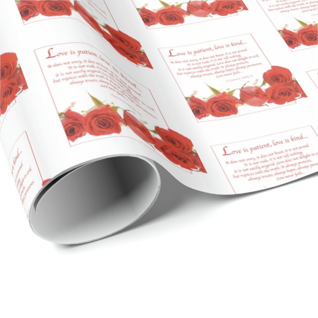 Liebe ist Rote Rose von Patienten Geschenkpapier (Rolleneckpunkt)