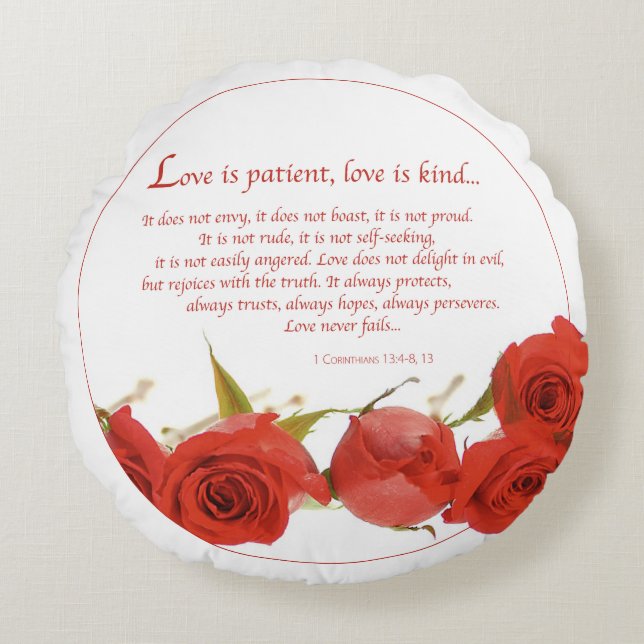 Liebe ist Rote Rose von Patienten Rundes Kissen (Vorderseite)