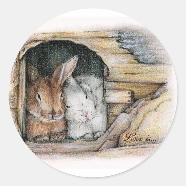 Liebe ist... runder aufkleber (Vorderseite)