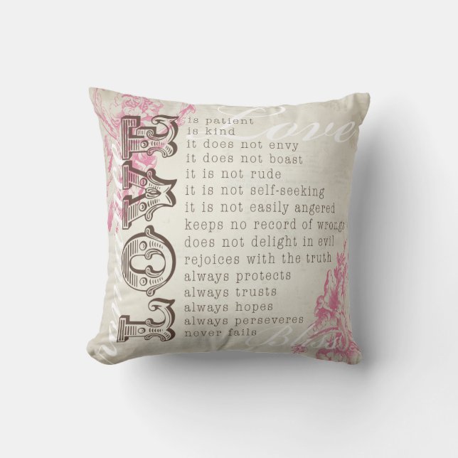 Liebe ist Shabby Chic Kissen (Vorderseite)