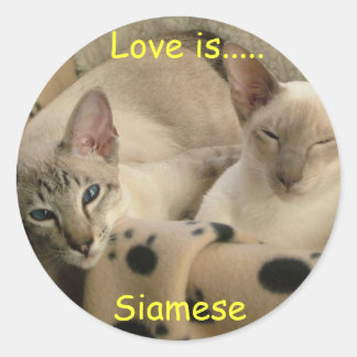 Liebe ist....., Siamesen Runder Aufkleber