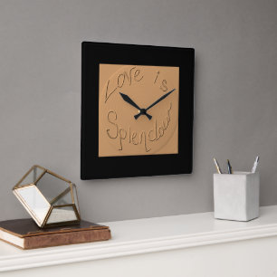 "Liebe ist Splendor" Gold Relief >Wanduhren Quadratische Wanduhr