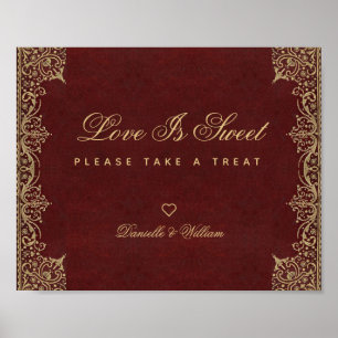 Liebe ist süß Burgunder Gold Schokoladenbar Hochze Poster