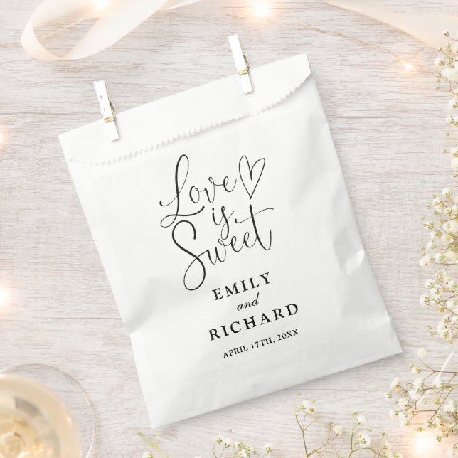 Liebe ist süß-elegante Schwarz-Weiß-Hochzeit Geschenktütchen (Ausgeschnitten)
