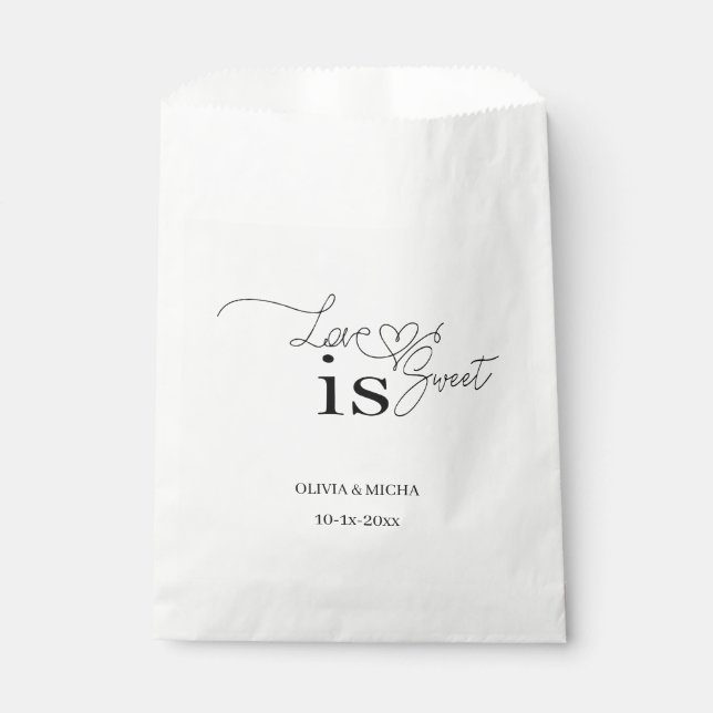 Liebe ist süß: Elegante Script-Hochzeit Geschenktütchen (Vorderseite)