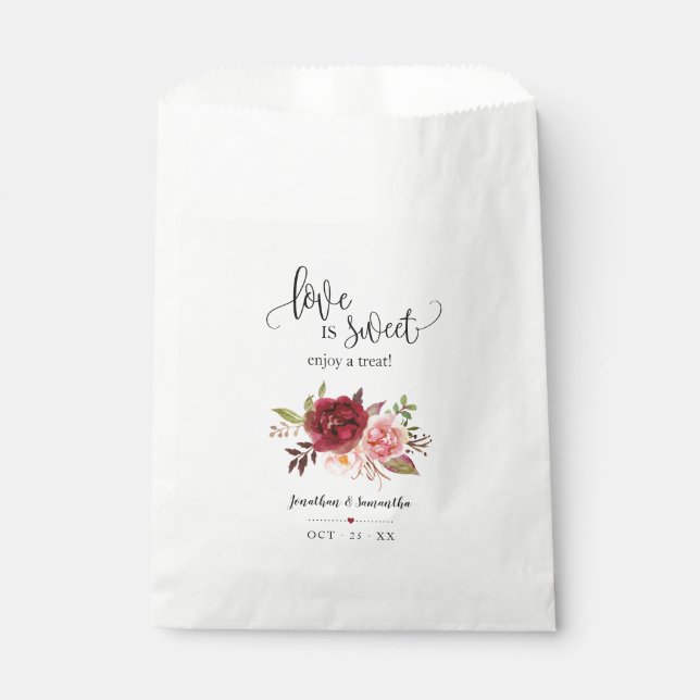 Liebe ist süß genießen Sie eine Leckerei Marsala B Geschenktütchen (Vorderseite)