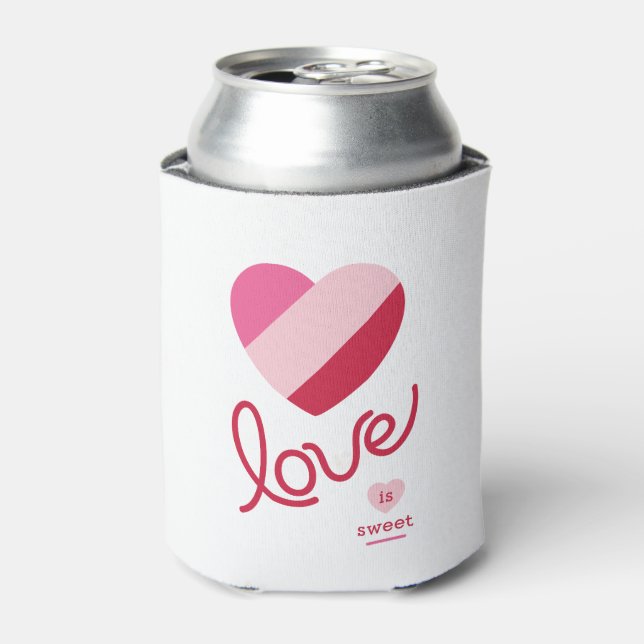 Liebe ist süß, Herz, Hochzeit, Dusche, Valentine Dosenkühler (Kanne Vorderseite)