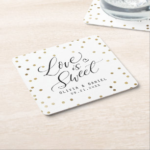 "Liebe ist süß" Hochzeit der modernen Kalligrafie Rechteckiger Pappuntersetzer