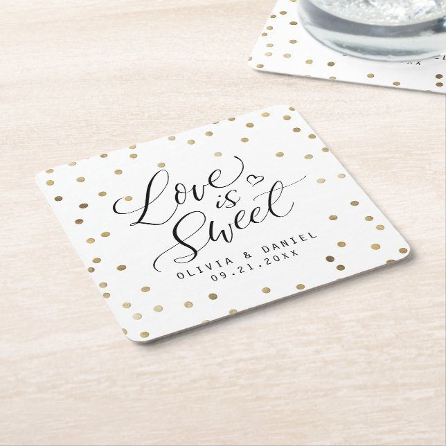 "Liebe ist süß" Hochzeit der modernen Kalligrafie Rechteckiger Pappuntersetzer (angewinkelt)