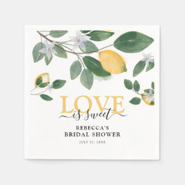 "Liebe ist süß" Lemon & Greenery Brautparty Serviette