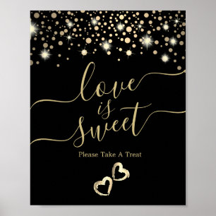 Liebe ist süß mit goldenen Konfetti-Punkten auf sc Poster