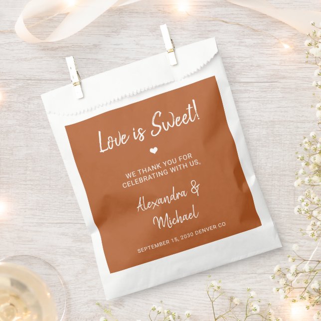 Liebe ist süß-moderne Terrakotta Hochzeit Geschenktütchen (Ausgeschnitten)