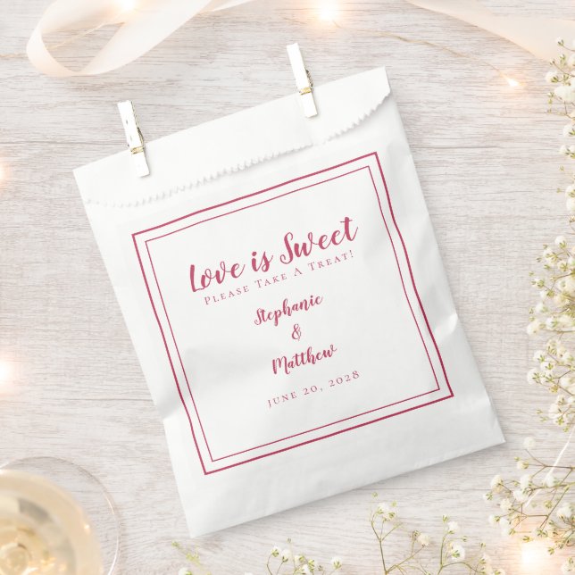 Liebe ist süß nehmen Sie eine Leckerei Magenta Red Geschenktütchen (Ausgeschnitten)