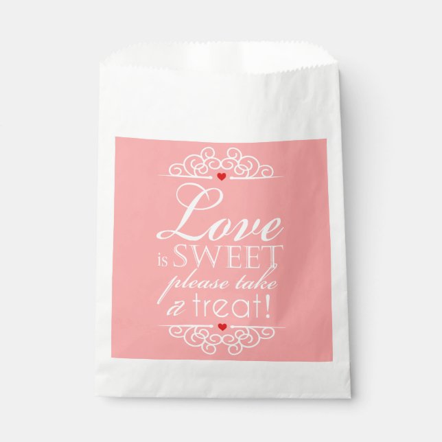 Liebe ist süß, nehmt bitte eine Leckerei! Hochzeit Geschenktütchen (Vorderseite)