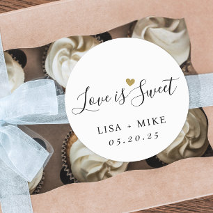 Liebe ist süß personalisiertes Hochzeitsgeschenk Runder Aufkleber