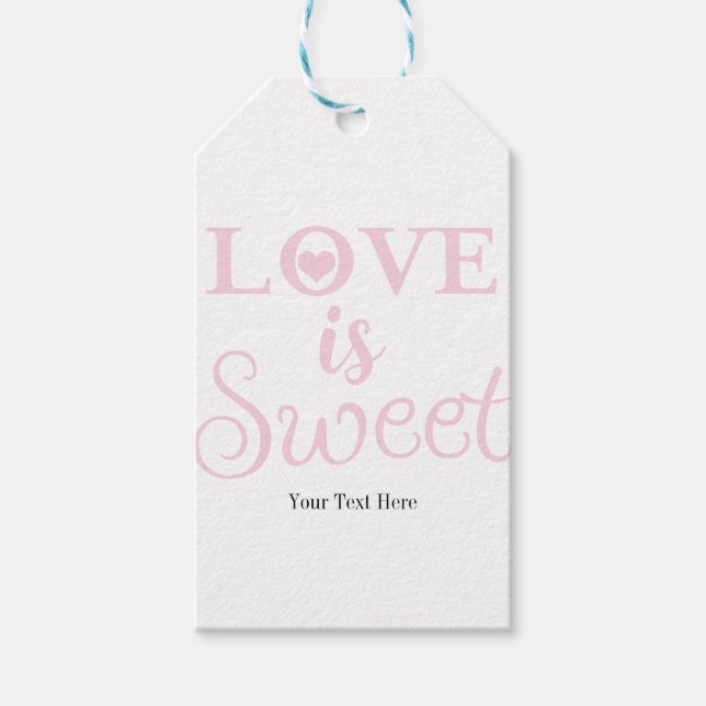 Liebe ist süß pink & weiß Hochzeit Gefallen Geschenkanhänger (Vorderseite)