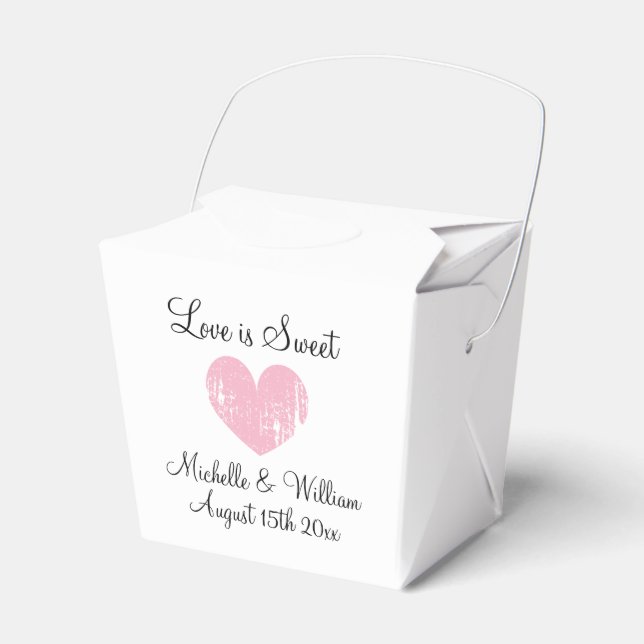 Liebe ist süß-pinkfarbene Hochzeit Geschenkschachtel (Vorderseite)