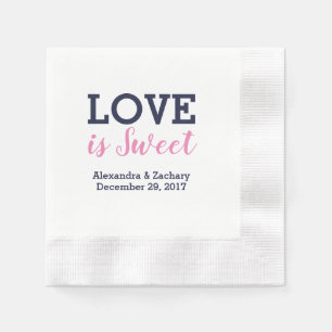 Liebe ist süß rosa blaue Hochzeitsstimmung Verlobu Serviette