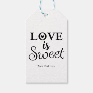 Liebe ist süß - schwarze und weiße Hochzeitsgesche Geschenkanhänger