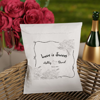 Liebe ist süß Schwarze und weiße Rosen Doodle-Hoch Geschenktütchen