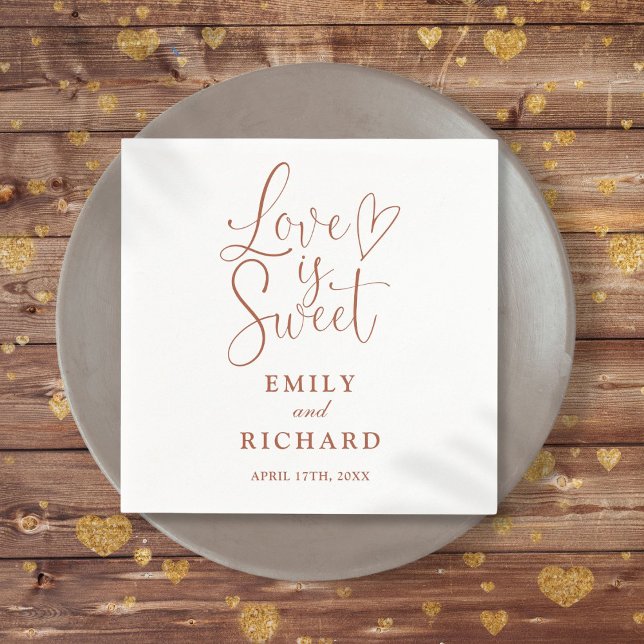 Liebe ist süß und elegant serviette (Love Is Sweet Elegant Modern Terracotta Wedding Napkins)