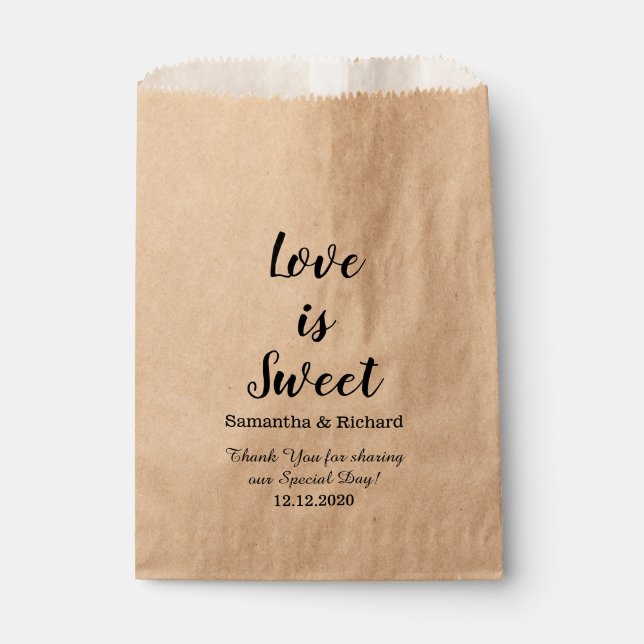 Liebe ist süße Bonbons Hochzeit Danke Geschenktütchen (Vorderseite)