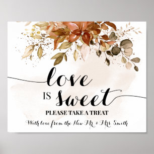 Liebe ist süße Dessert-Tisch-Herbst-Regen-Hochzeit Poster