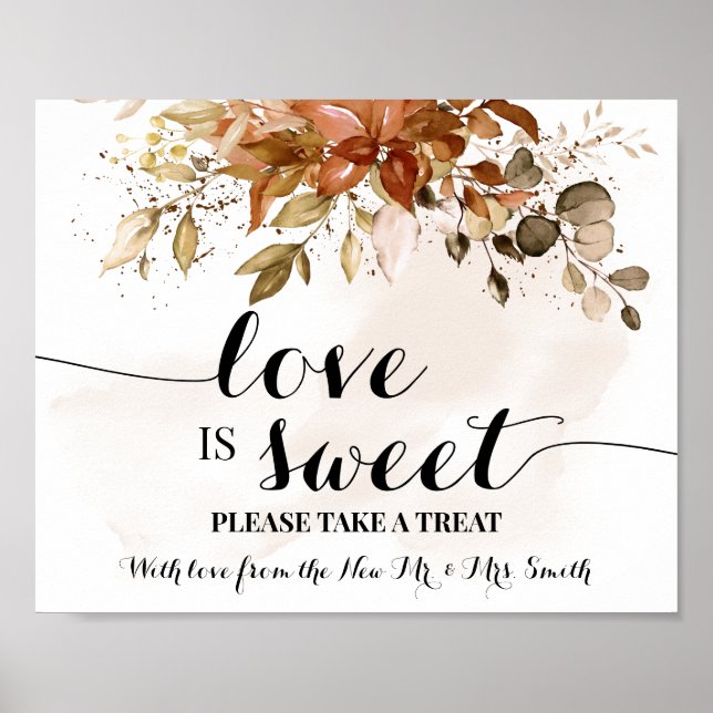 Liebe ist süße Dessert Tisch Herbstdusche Hochzeit Poster (Vorne)