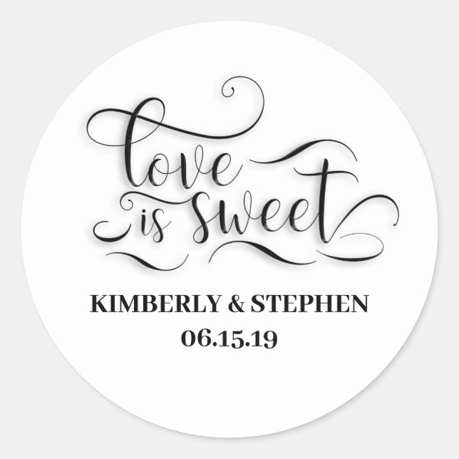 Liebe ist süße Elegante Hochzeit Runder Aufkleber (Vorderseite)