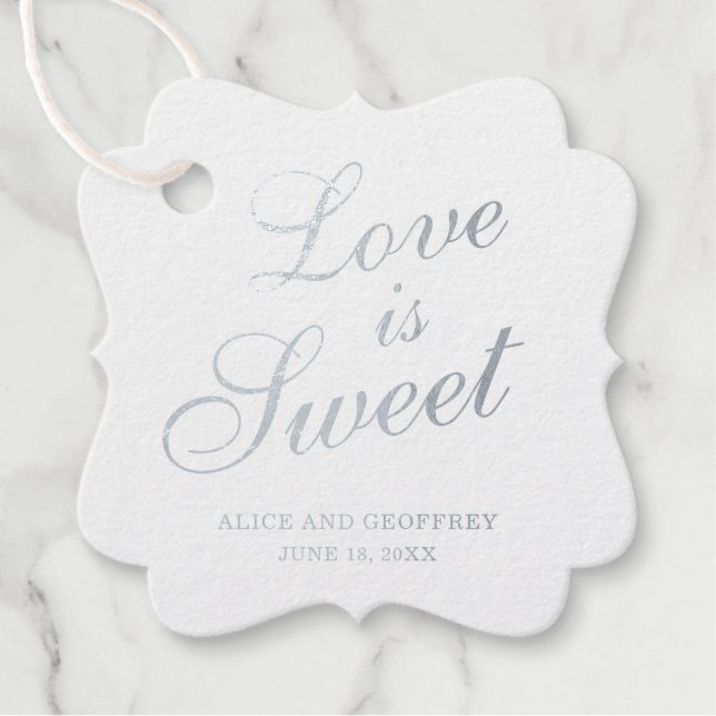 Liebe ist süße, elegante Silberhochzeit Geschenkanhänger (Vorderseite)
