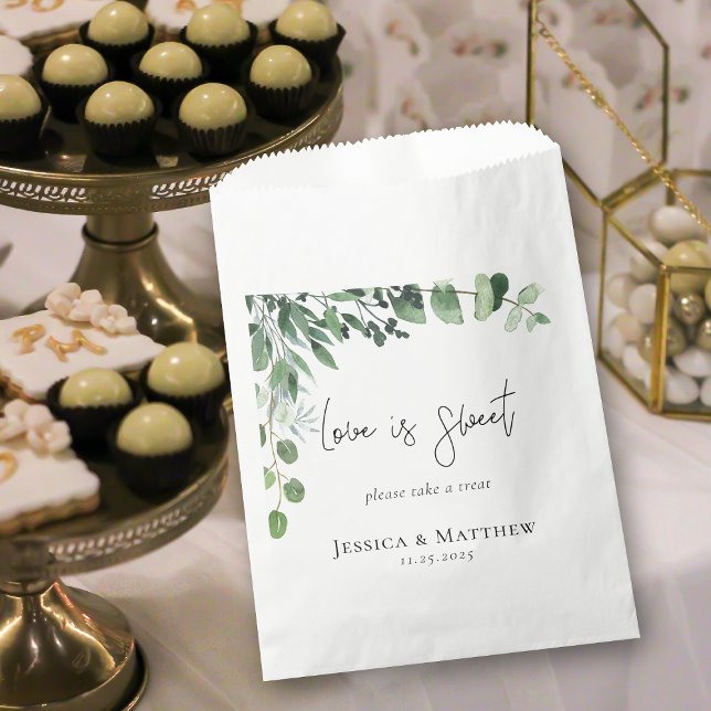 Liebe ist süße Eukalyptus-Hochzeit Geschenktütchen (Love Is Sweet Eucalyptus Wedding Favor Bag)