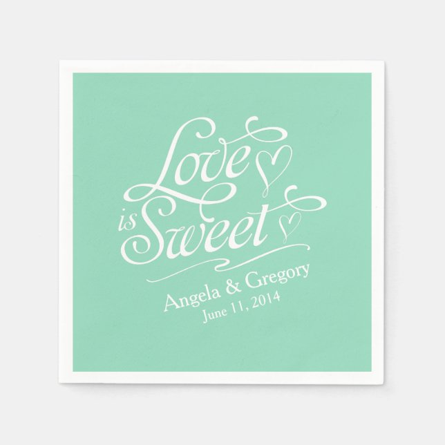 Liebe ist süße Hochzeit | Candy Buffet Minze Green Serviette (Vorderseite)