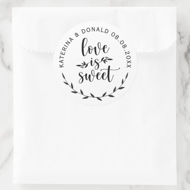 Liebe ist süße Hochzeit Runder Aufkleber (Tasche)