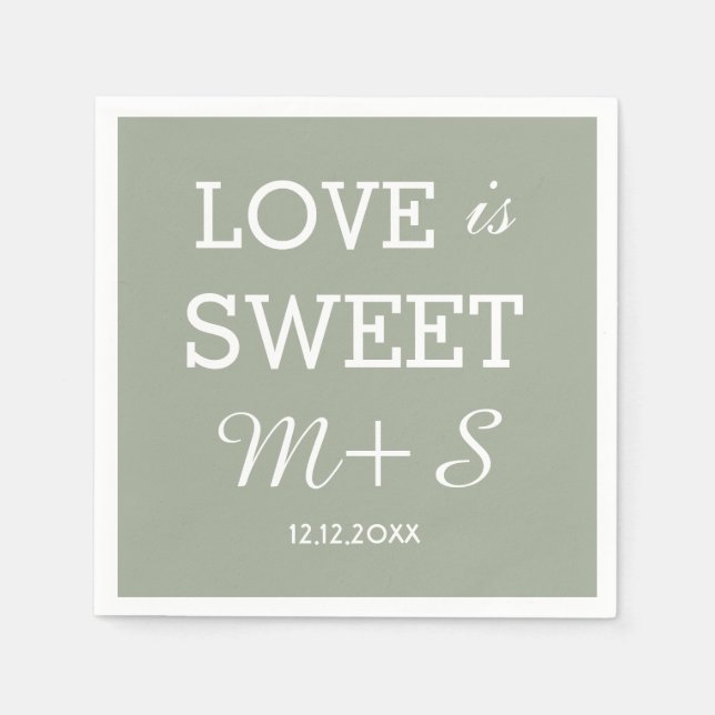 Liebe ist süße Hochzeitssongram von Napkins Serviette (Vorderseite)
