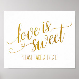 Liebe ist süße Kalligrafie-Schrift   Faux-Goldfoli Poster