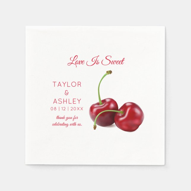Liebe ist süße Kirschfrucht | Hochzeit Serviette (Vorderseite)