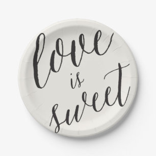 Liebe ist süße klassische Script-Hochzeit Pappteller