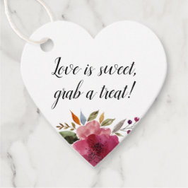 Liebe ist süße Leckerei Burgund Blume Brautparty Geschenkanhänger