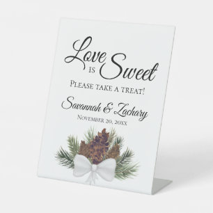 Liebe ist süße Leckerei Rustikale Pinecones Hochze Sockelschild