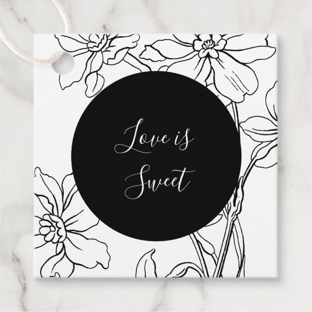 Liebe ist süße moderne Blumenhochzeit Geschenkanhänger (Vorderseite)