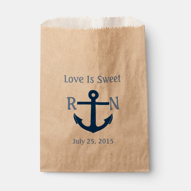 Liebe ist süße nautische Ankerhochzeit blaues Navy Geschenktütchen (Vorderseite)