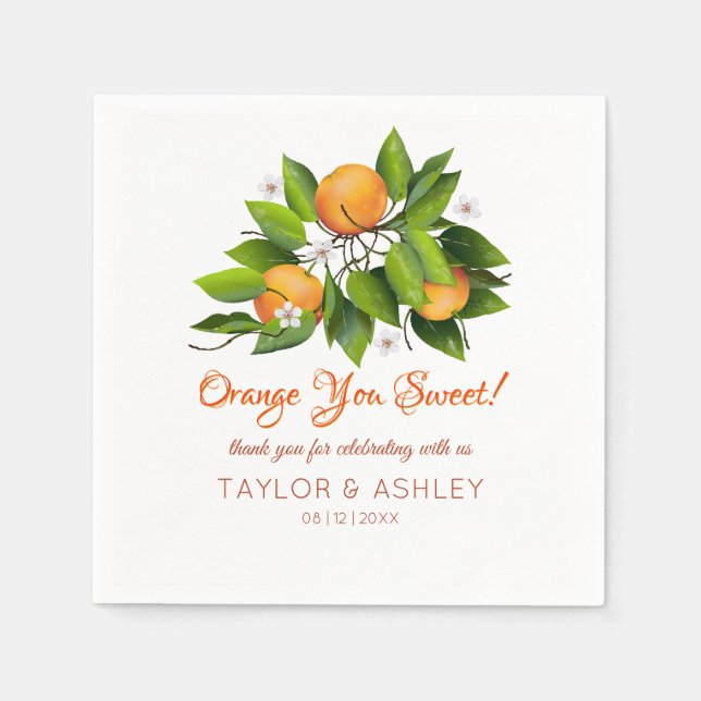 Liebe ist süße Orangenfrüchte | Hochzeit Serviette (Vorderseite)